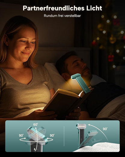 86lux Book Light, Rechargeable Reading Light for Book in Bed | 3 Color Modes & Stepless Dimming, Aluminum Alloy LED Bookmark Light for Book Lovers, Technology Black