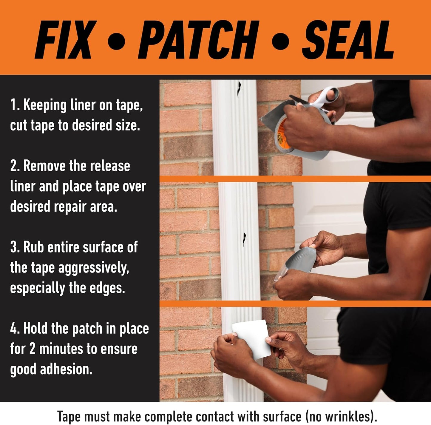GORILLA Waterproofing Tape, Permanent, Black, 4" x 10', 1-Pack | Weather Resistant Seal for Leaks & Repairs, Air & Moisture Barrier, Bonds Metal, Plastic, Wood, Rubber & Vinyl