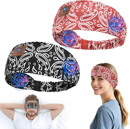 2-Pack Sleeping Headphones, Bluetooth 5.4 Headband Headphones, Wireless Bluetooth Headband for Yoga, Running, Workout, Travel, Sports, Unique Presents for Adult Teens - Black&Blue