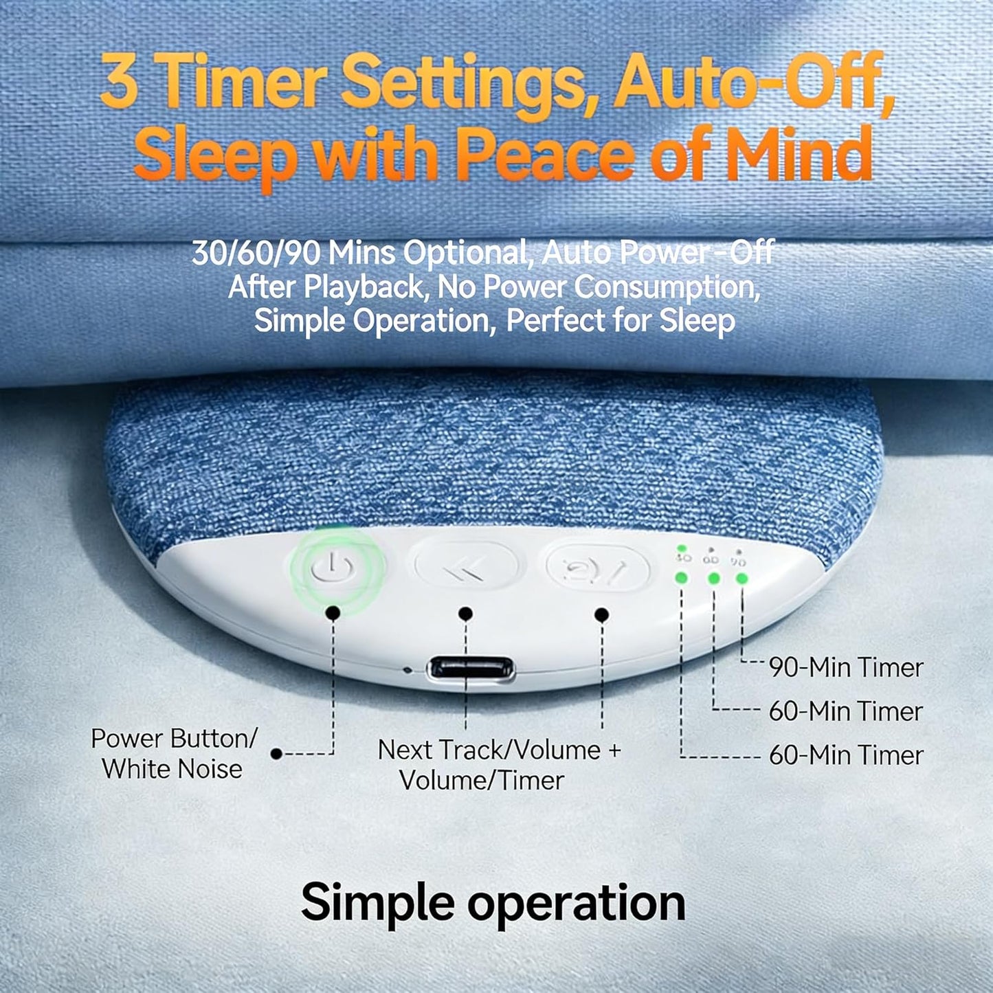 2026 New Bluetooth Pillow Speaker for Sleeping, Ultra-Thin 1.1cm Under Pillow Speaker with White Noise Timer & Bluetooth 5.4, Wireless Sleep Aid with Stereo Bass, Comfortable for Adult Side Sleepers