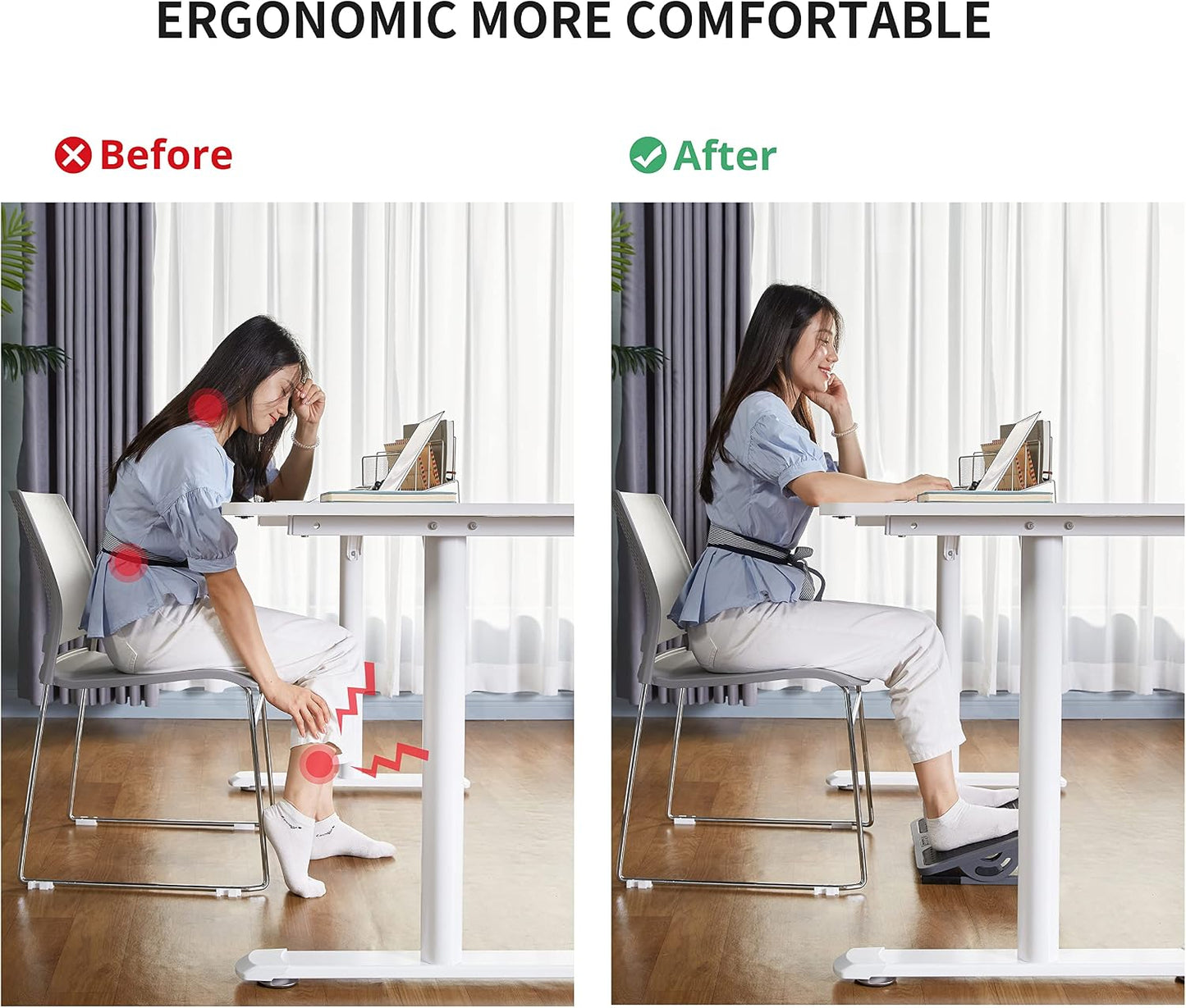 EUREKA ERGONOMIC Tilt Adjustable Footrest, Foot Rest for Under Desk at Work with Massage Surface, Office Foot Rest Under Desk with 20 Degree Tilt No Locking, Metal Frame | 20° tilt adjustable foot rest with massage surface and sturdy metal frame,