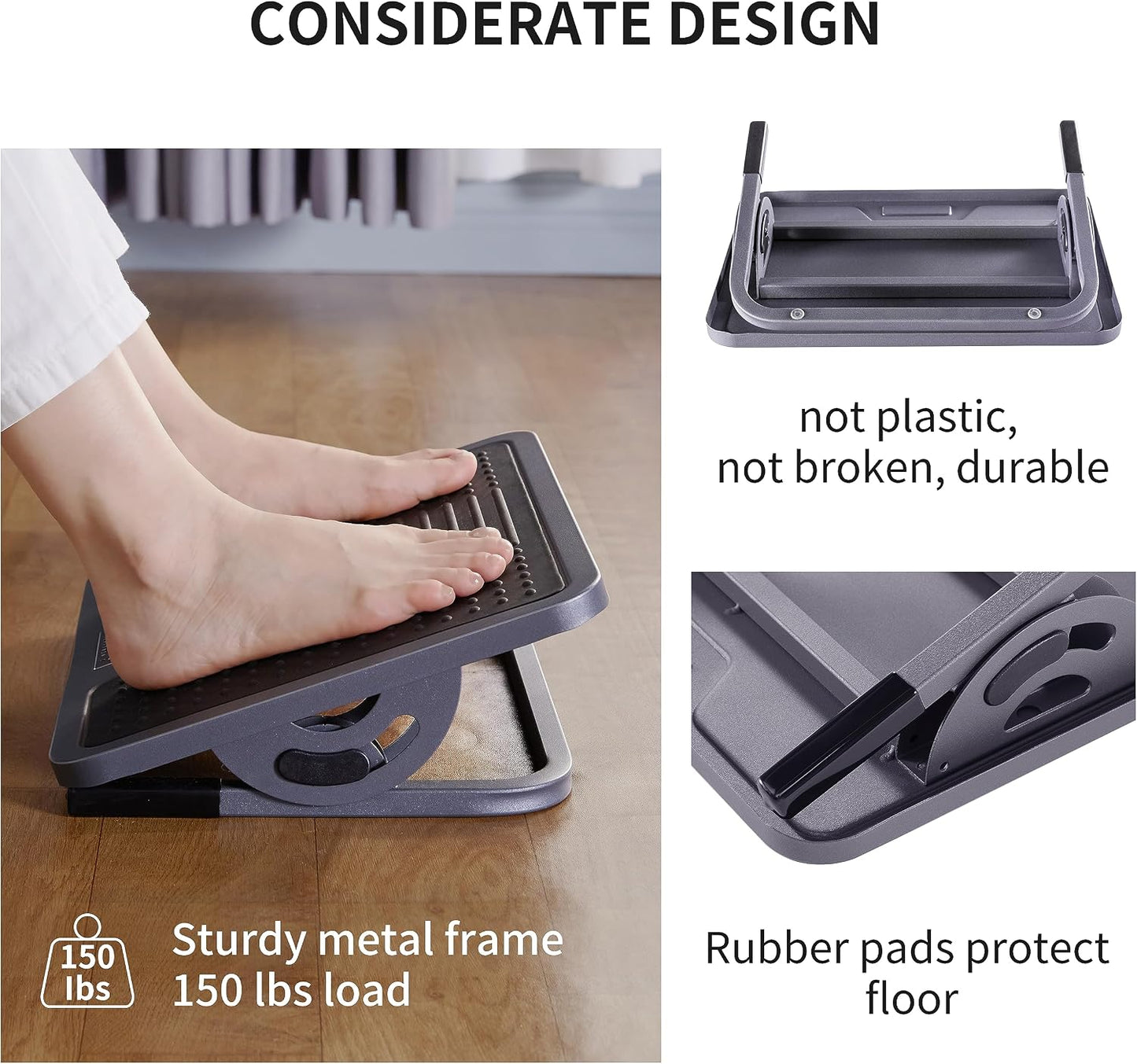 EUREKA ERGONOMIC Tilt Adjustable Footrest, Foot Rest for Under Desk at Work with Massage Surface, Office Foot Rest Under Desk with 20 Degree Tilt No Locking, Metal Frame | 20° tilt adjustable foot rest with massage surface and sturdy metal frame,