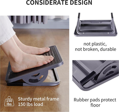 EUREKA ERGONOMIC Tilt Adjustable Footrest, Foot Rest for Under Desk at Work with Massage Surface, Office Foot Rest Under Desk with 20 Degree Tilt No Locking, Metal Frame | 20° tilt adjustable foot rest with massage surface and sturdy metal frame,