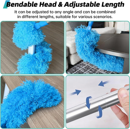 DRQ Ceiling Fan Cleaner Duster with 13-48 in Extension Pole, Blue | Detachable, Washable Microfiber Brush Head Is Reusable for Ceiling Fan Blades, Walls, Bookshelves, Door Tops and Window Tops