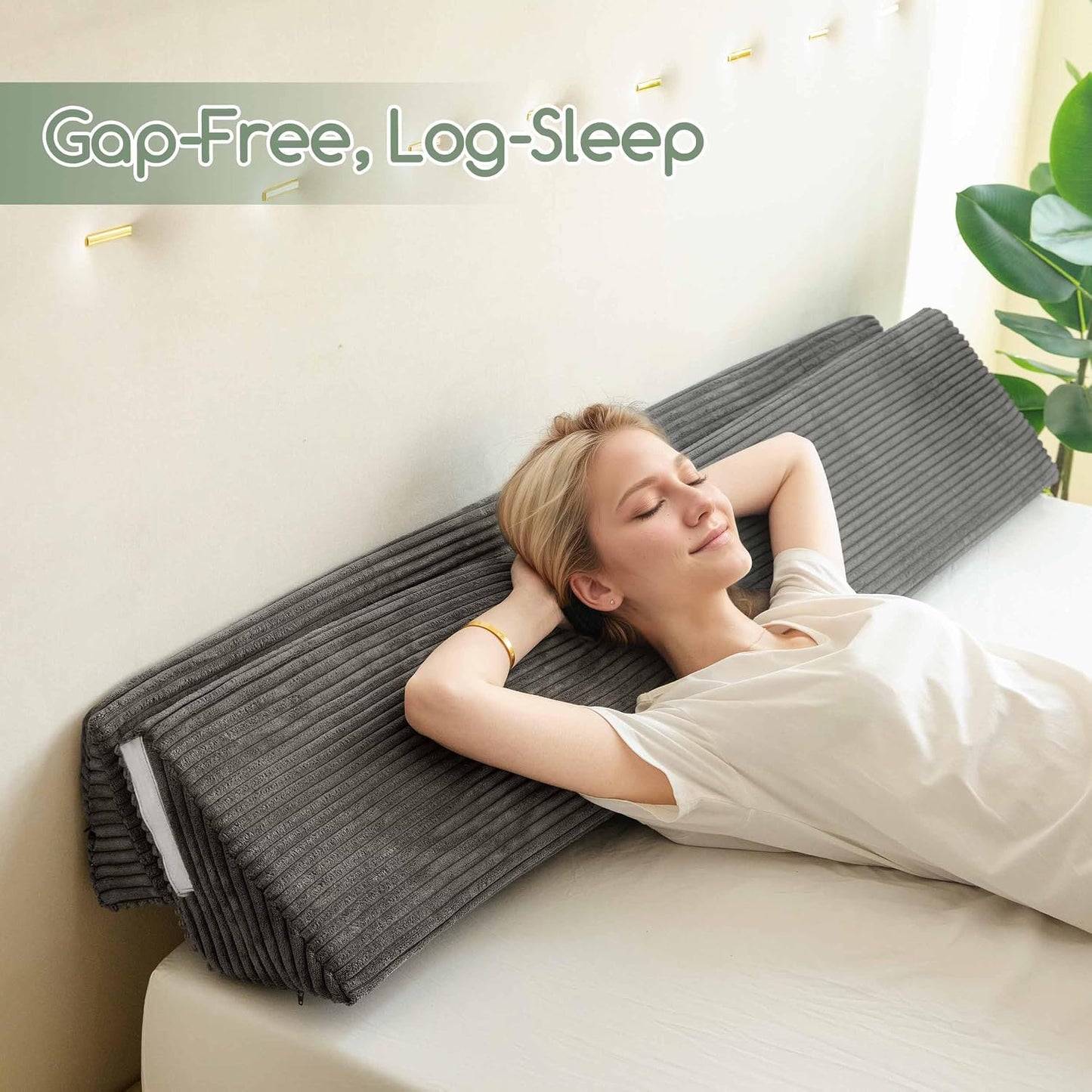 HIGOGOGO Queen Size Wedge Pillow for Headboard Gap - Multi Functional Mattress Wedge Bed Gap Filler Close The Gap (0-7") Between Your Mattress and Headboard or Wall (Grey 60"x11"x9")