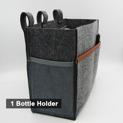 Bedside Caddy, Felt Bedside Storage Organizer, Hanging Storage Bag, Chair Organizer Caddy, Remote, Magazine, Drink Bottle Holder for Hospital, Dorm Bed, Baby Stuff, Office (Light Grey Small)