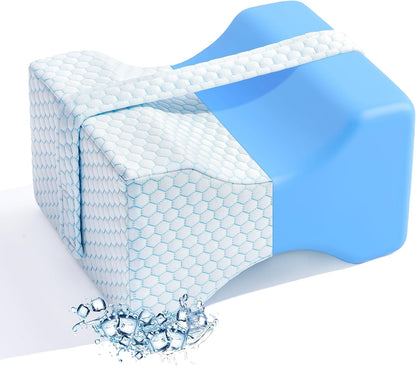 UJPFEO Knee Pillow for Side Sleepers, Leg Pillow for Sciatica, Back, HIPS, Knees, Joints Pain Relief,Pillows for Between Legs While Sleeping Spine Alignment Support & Relieves Pressure,Cooling White