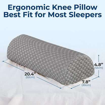5 STARS UNITED Knee Pillow for Back Sleeping – Half Moon Bolster Pillow for Legs, Under Knee Pillow for Sleeping on Back, Memory Foam Leg Pillow for Back Pain, White