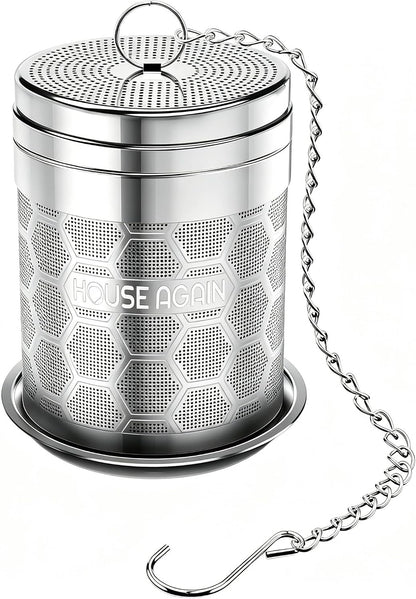 House Again Tea Infusers, Extra Fine Mesh Tea Strainers for Loose Tea, Updated Slim Threaded Lid & 304 Stainless Steel, Filter Bags Diffusers, Loose Leaf Tea Steeper for Brew Tea Spices & Seasonings