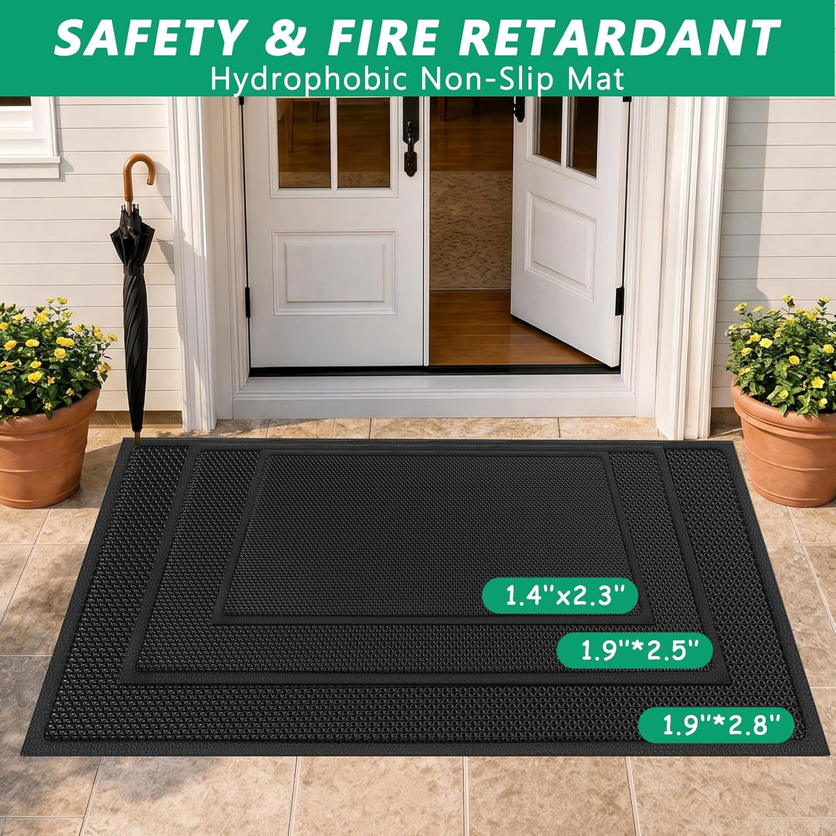 WochiTV Non Slip Drainage Mats PVC Pool Floor Mat 0.23'' Thick Outdoor Indoor Parking Space Mat for Bathroom Garage Basement Backyard Commercial Kitchen 3x16.6Ft