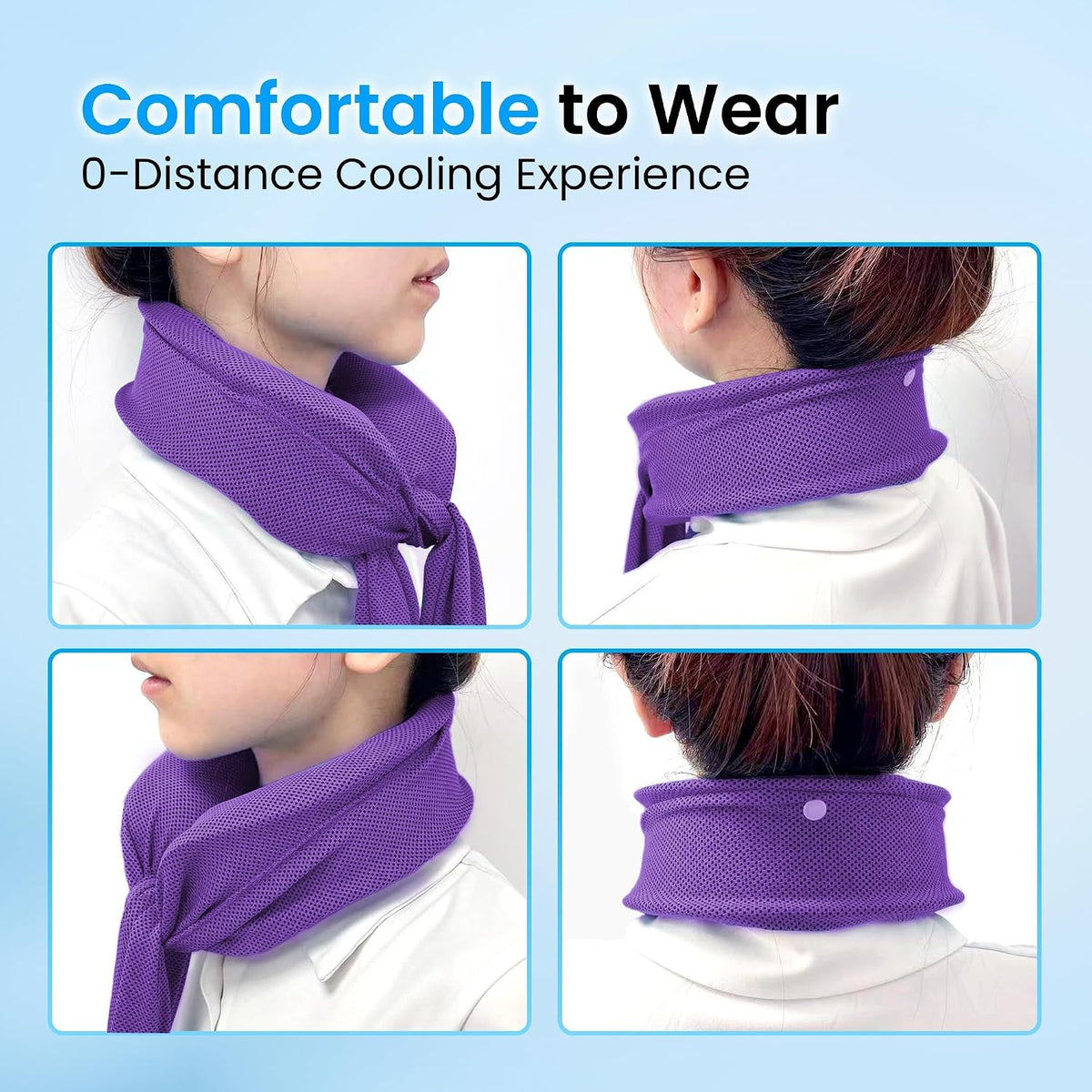 Neck Cooler for Hot Weather, Reusable Wearable Ice Water Neck Wrap with Wide Mouth for Ice Cubes, U-Shaped Cooling Neck Pack for Summer Heat, Outdoor Work, Sports, Travel & Hot Flashes, Blue