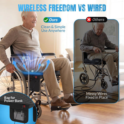 Cooling Seat Cushion with Fan, for Dad, 5V2A USB Powered (No Battery), Gel Cooling Seat Pad with 3-Speed Airflow, Plug-in Portable Seat Cushion for Office Chair, Car, Wheelchair
