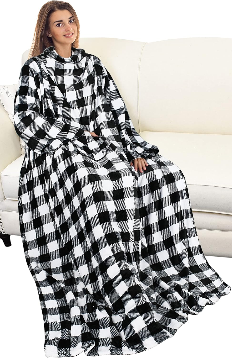 Catalonia Wearable Blanket with Sleeves for Women & Men, Fleece Wrap Throw | Cozy Sleeve Design for Hands-Free Comfort, Perfect for Reading, TV Time & Relaxing, Christmas & Birthday Gift