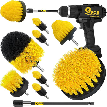 Holikme 9Pack Drill Brush Attachments Set，Power Scrubber Kit for Clean