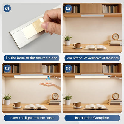 HEYAN 16inch Under Cabinet Lighting, Wall-Mounted Study Lights | 3 Color Temps&Dimmable Hand Sweep Sensor, 90° Rotatable ,Non-Rechargeable, Magnetic Under Closet Lights for Reading,Work