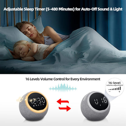Smart Alarm Clock with White Noise & Night Light for Bedrooms