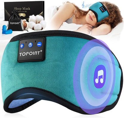 TOPOINT Sleep Mask Headphones Bluetooth Wireless 5.4, Breathable Cotton Eye Mask for Sleeping Side Sleepers Travel Music Headsets with Microphone Handsfree Men Women