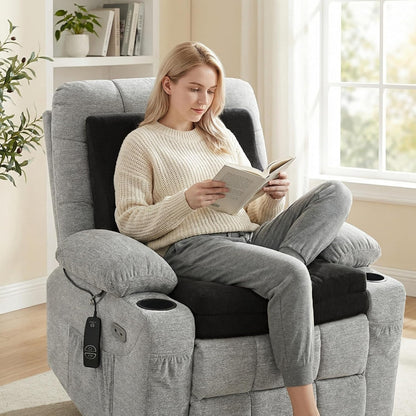 baibu Memory Foam Recliner Cushions with Lumbar Support Pillow Set for Elderly, 20x20x5 Inch Dual-Layer Design Non-Slip Recliner Seat Cushion & Back Support Pillow for Reduce Hip & Lumbar Pain, Brown