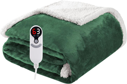 Soypipo Electric Heated Throw Blanket 50"x60", Faux Fur Plush with 4 Heat Settings & 2/4/8/10H Auto Shut-Off, Overheat Protection, Machine Washable, for Office & Chair, Dark Grey