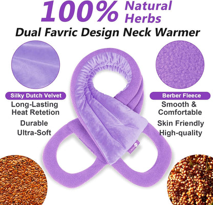 AiricePac Microwave Heating pad for Neck and Shoulders Back 33 * 5" microwavable Moist Heat Pack Warm hot Compress Neck wrap Weighted Rice Bean Bag Reusable Herbal Nature Calming Portable Grey