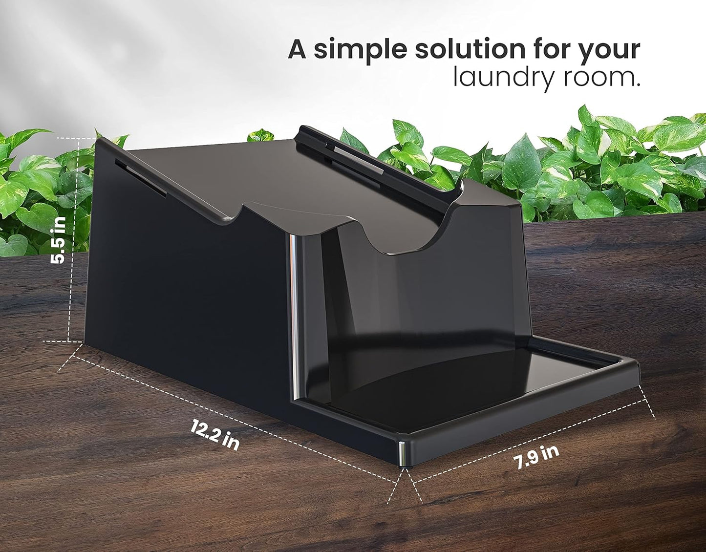 Skywin Liquid Laundry Detergent Holder Stand - 1 Pack - Black with Print | Easy Pouring, Rubber Feet, Angled Stand, Fabric Softener Dispenser for Laundry Room Organization & Storage