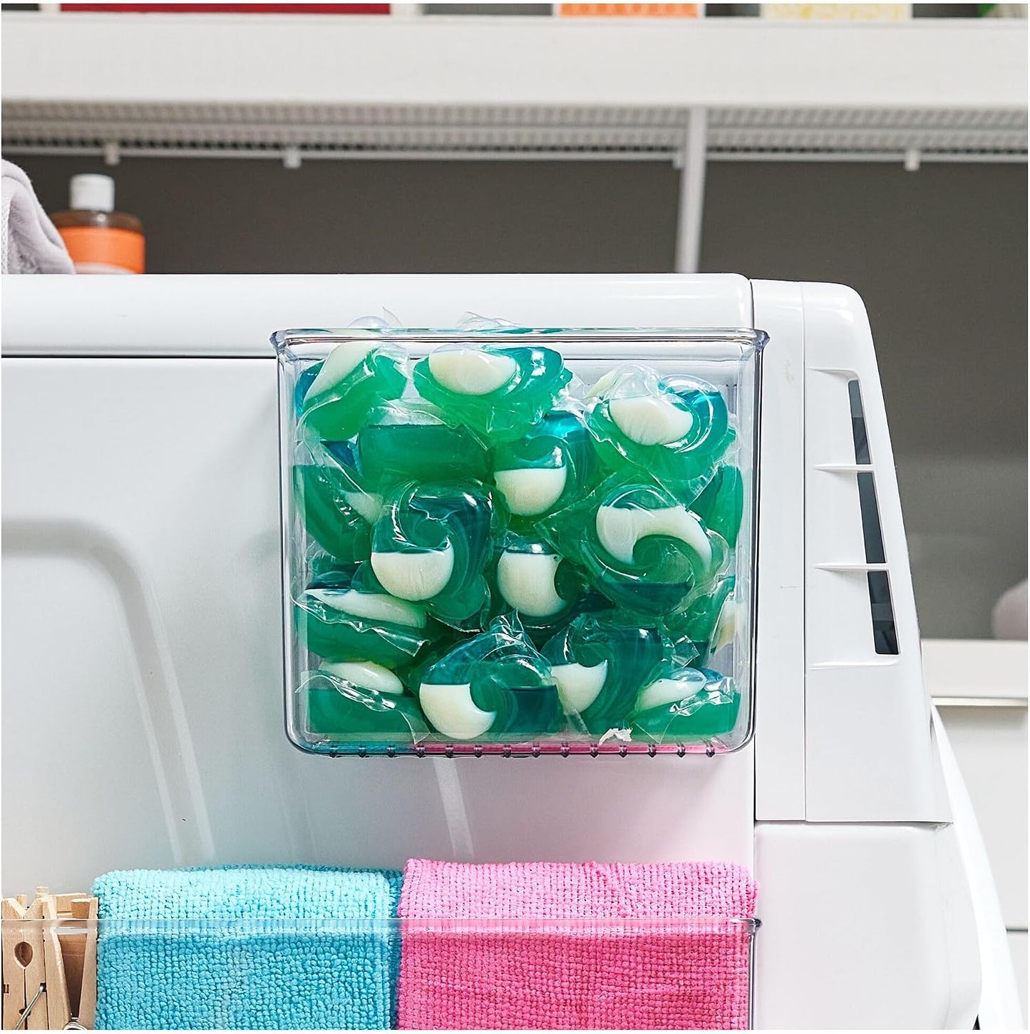 iDesign Magnetic Small Clear Plastic Organizer Bins | Laundry Room Storage