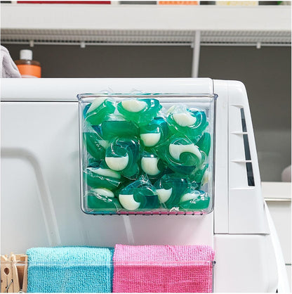 iDesign Magnetic Small Clear Plastic Organizer Bins | Laundry Room Storage