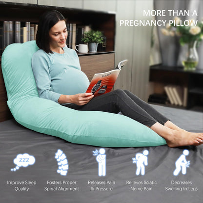 MOON PARK Pregnancy Pillows for Sleeping - 57 Inch U Shaped Full Body Maternity Pillow with Removable Cover - Support for Back, Legs, Belly, Hips - Pregnancy Pillow for Women - Grey