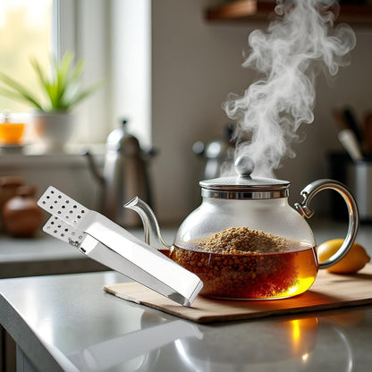 Stainless Steel Tea Bag Tongs Tea Bag Squeezer Clips Kitchen Bar Tools Exquisite Workmanship and Attraction, Silver