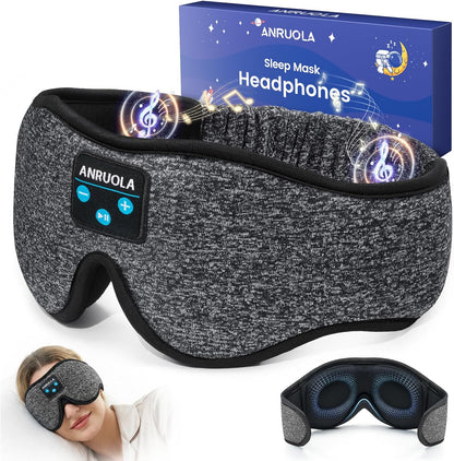 3D Sleep Mask with Bluetooth Headphones, Wireless Sleep Headphones for Side Sleepers, Noise Cancelling Eye Mask for Nap, Soft Sleeping Mask for Women Men, Blackout Sleep Mask with Built-in Speakers