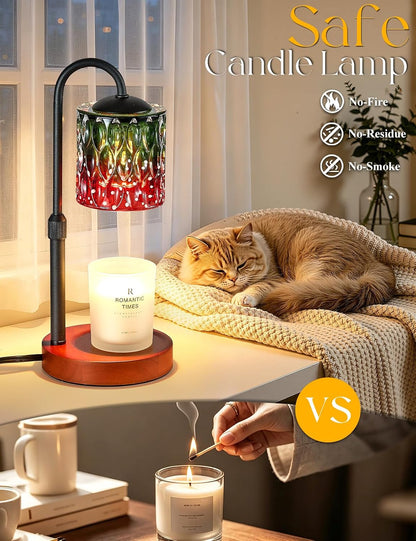Briever Dimmable Candle Warmer Lamp with Timer, Height Adjustable Electric Candle Wax Warmer, Christmas Birthday Gifts for Women Mom, House Warming Gifts New Home Room Decor, Black Solid Wood Base
