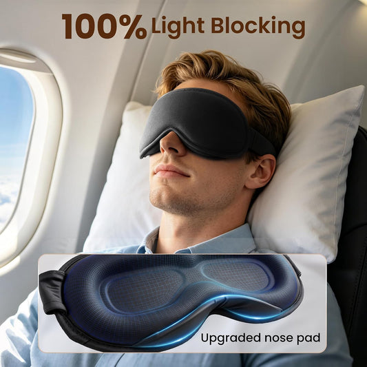 Weighted Eye Mask for Sleep, 3D Blackout Sleep Mask for Women Men, Black | 4.2oz/120g, Deep Cups, Zero Eye Pressure, Lash-friendly, Adjustable Strap, Memory Foam, Sleeping Mask for Travel