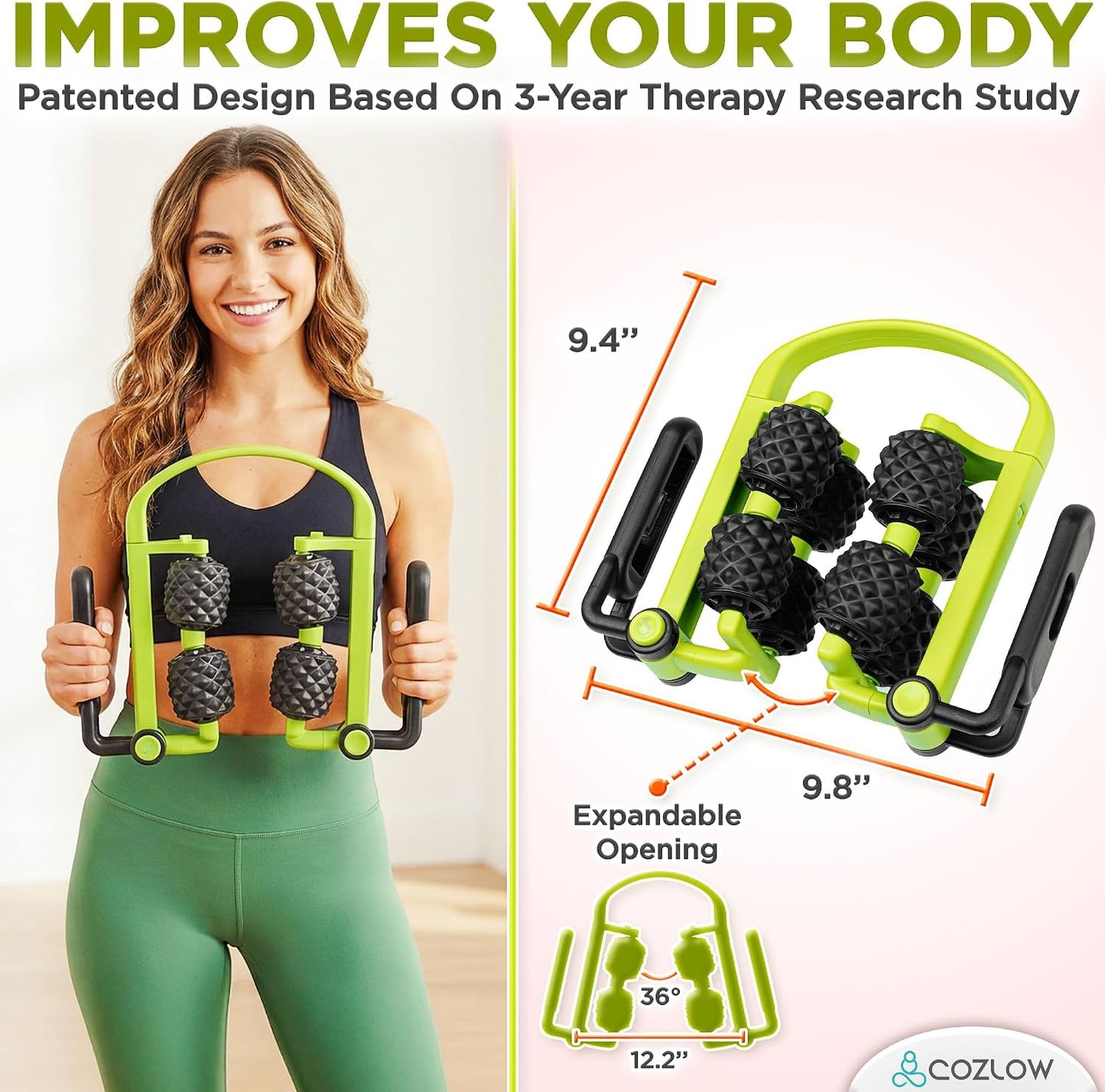COZLOW Dual Sided Muscle Roller - Cellulite Massager for Arms and Legs - Flexible Massage Tool - Effective Sculpting Massage for Thighs, Butt