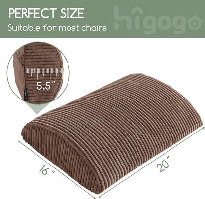 HIGOGOGO Lumbar Support Pillow for Recliner Chair/Accent Chair/Couch, Memory Foam Back Support Cushion for Elderly, Recliner Cushions for Back Rest, Pain Relief, Reading, Washable Cover, Brown