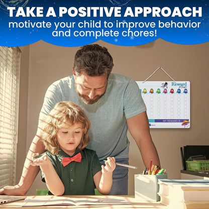 Magnetic Chore Chart for Kids - Reward Behavior Chart for Kids at Home | Dry Erase Morning Routine Schedule Board - Responsibility Star Chart for Toddlers 3-5 - 48 Magnets and 49 Stars
