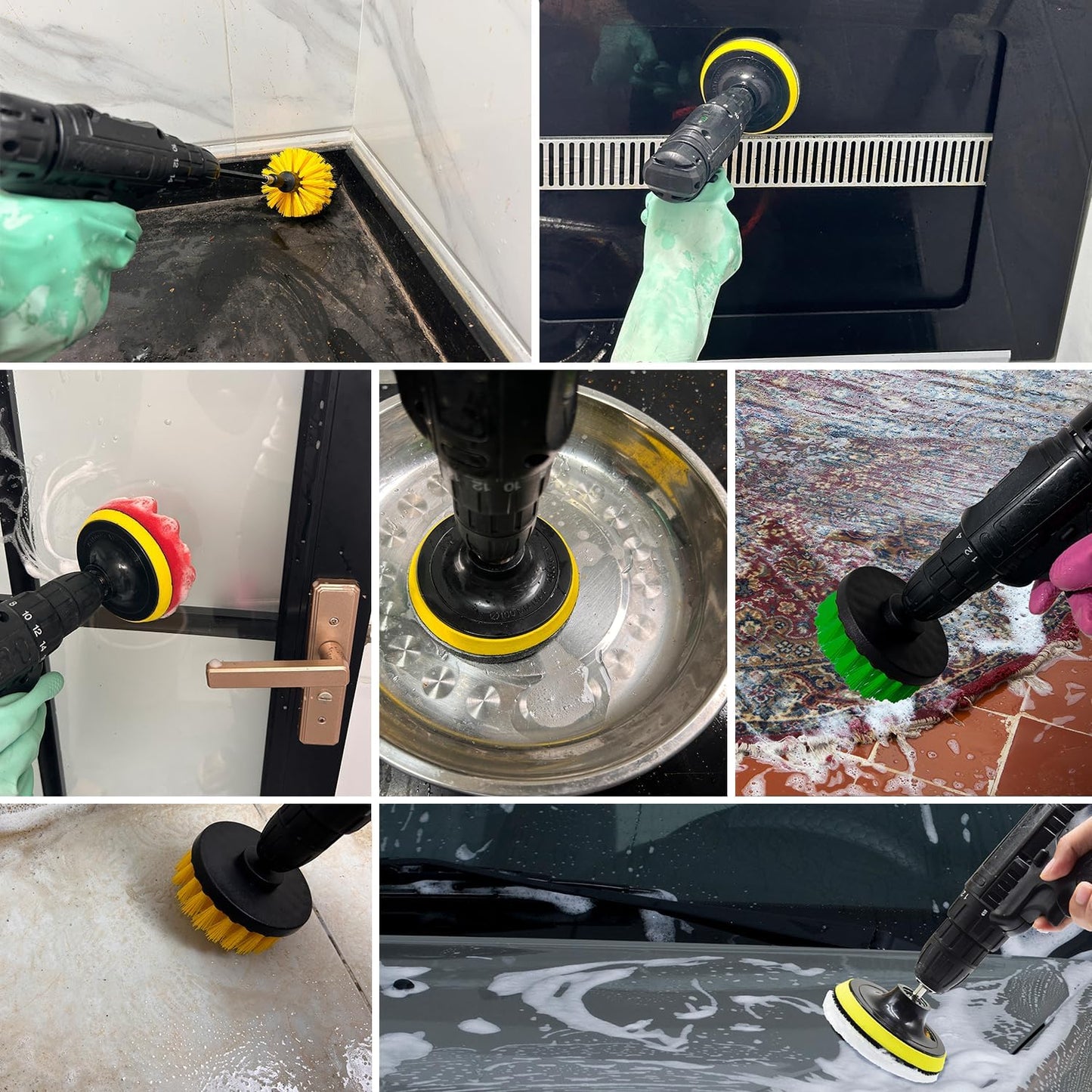 30Pcs Drill Brush Attachment Set,Drill Scrubber Brush Kit Include Scrub Pads, Sponge, Extend Attachment, Drill Cleaning Brush Attachment Set for Bathroom, Tub, Tile, Corner, Floor, Grout, Boat