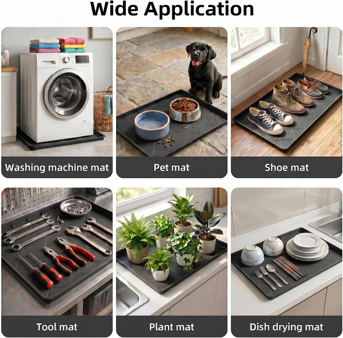 32"x30" Washing Machine Pan Silicone Mat, Upgraded 1" Raised Edges | Non-Slip Waterproof Washer Drip Tray for Under Washer & Dryer,Anti-Vibration Floor Protector for Refrigerator,Water Dispenser