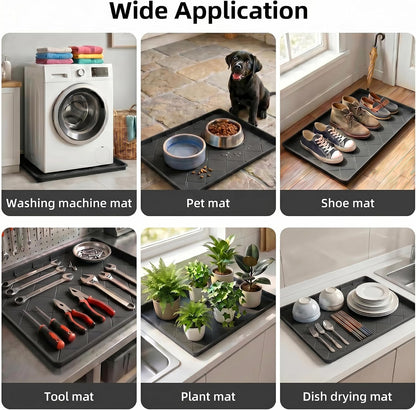 32"x30" Washing Machine Pan Silicone Mat, Upgraded 1" Raised Edges | Non-Slip Waterproof Washer Drip Tray for Under Washer & Dryer,Anti-Vibration Floor Protector for Refrigerator,Water Dispenser