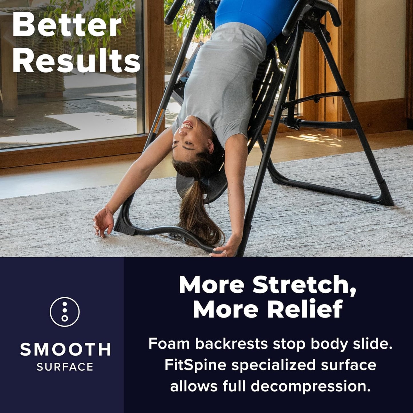 TEETER ComforTrak EP-560 Inversion Table, Decompression Surface for Full-Body Stretch, Ergo Embrace Ankle Supports, Integrated Accessories, UL Safety Certified, Heavy-Duty 300 lb Capacity