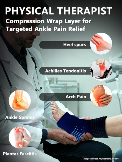 Ankle Ice Pack Wrap,Flexible Cold Therapy for Foot Pain Relief | gel,3D full-coverage,cool ice-silk fabric,dual hot & cold compress,flexible when frozen,leak-proof,ideas for swelling,sprains
