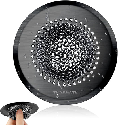 Reversible Kitchen Sink Drain Strainer Basket, Fits Sink & Garbage Disposal | Fast Drainage, Anti-Slip, Easy Clean, Anti-Clogging, Rust-Proof, Large Capacity, Universal 4.4-Inch, Patented Chain Mesh