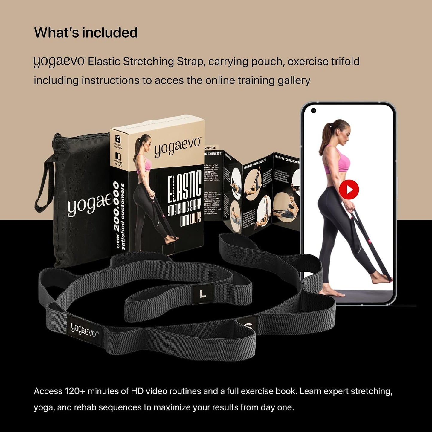 YogaEVO Elastic Stretching Strap with Loops for Physical Therapy