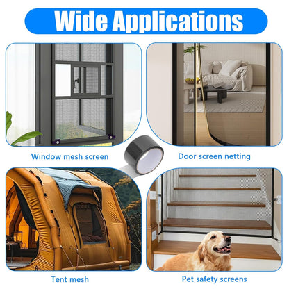 Window Screen Repair Tape Mosquito Net Repair Tape Cuttable and Strong Adhesive Fiberglass 2IN*16.4FT for Window Doors Tears Holes for Screen Repair