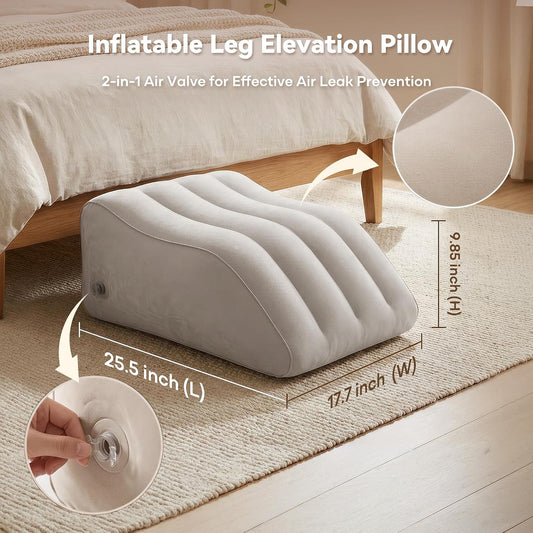 Inflatable Leg Elevation Pillow, Gray | Improves Blood Circulation