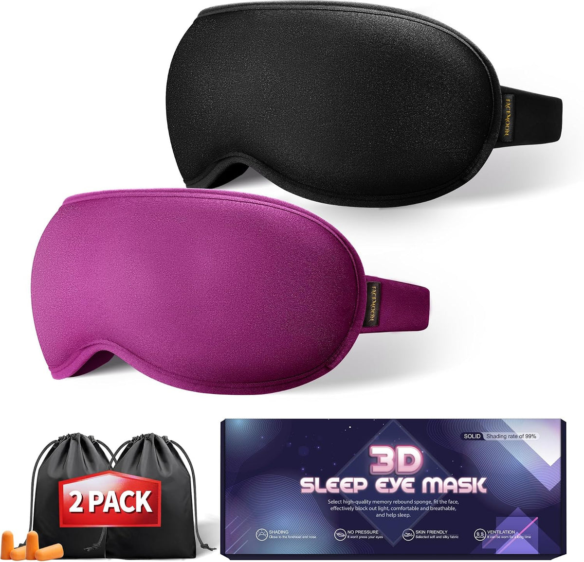 Sleep Mask for Women Men: 100% Blackout 3D Eye Mask for Sleeping, Sleeping Mask for Side Sleepers, Zero Pressure Memory Foam Eyelash Friendly Breathable Eye Cover, Airplane Travel Essentials-Pink
