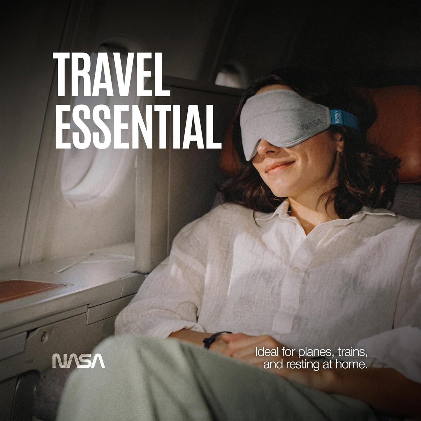 NASA Sleep Mask with LightBlock™ Barrier | Total Blackout | For Men & Women | Official NASA Design | Cooling Memory Foam | 3D Eye Cups | Includes Noise-Blocking Earbuds
