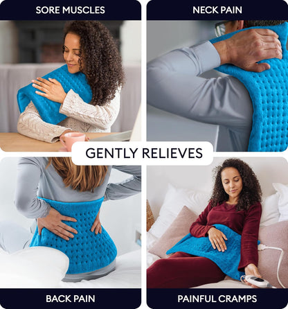 GENIANI Back Pain & Relaxation Gifts for Women – Electric Heating Pad for Back, Neck & Shoulders, Soft Microplush Electric Throw Heating Pad for Period Comfort, Fast Heating, Auto Shut Off, 12"x24"