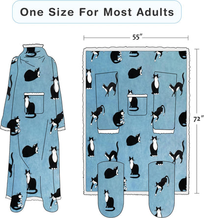 Catalonia Wearable Blanket with Sleeves & Foot Pocket for Adults | Soft Fleece Throw Wrap with Hands-Free Comfort, Perfect for Reading, TV Time & Relaxing, Christmas Gift for Women & Men