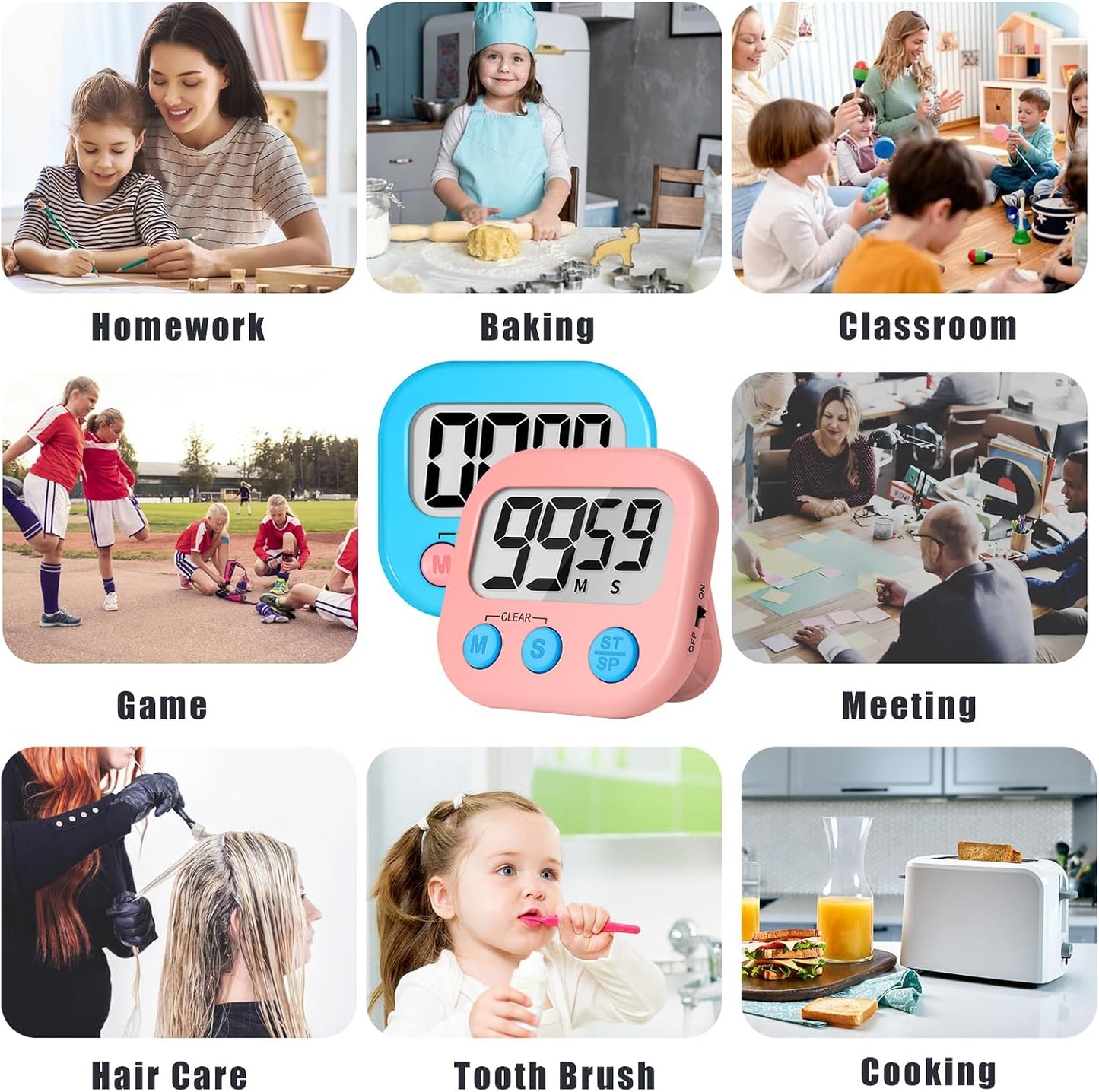 ZILLEEN Classroom Timer for Kids Teachers 2 Pack Digital Timers