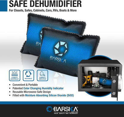 BARSKA Rechargeable Desiccant Dehumidifier - Safe Moisture Absorber for Home Closets, Gun Safes, Basement, Garage, Cars, Microwaveable - Portable Blue Dehumidifying Solution